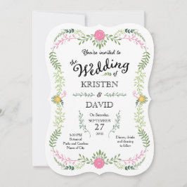 ボヘ素朴ミアン春リーフリース結婚ズ 招待状