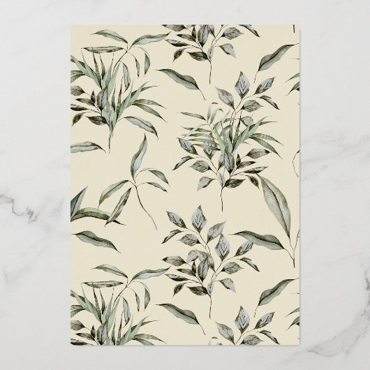 ボヘ素朴ミアン水カラー緑のフレーム結婚 箔招待状 (裏面)