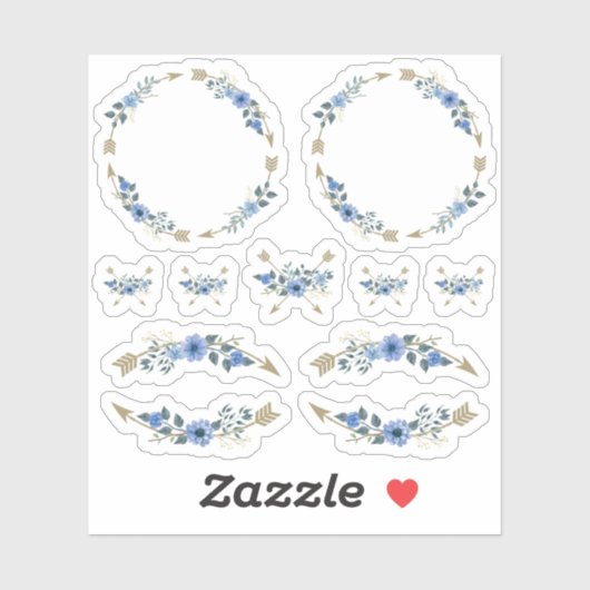 ボヘ素朴ミアン水彩フローラ矢印リース シール (シート)