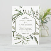 ボヘ素朴ミアン水彩緑の秋結婚の 招待状 (スタンド正面)