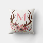 ボヘ素朴ミアン水彩色フローラ鹿〔雄ジカの〕枝角 クッション (裏面)