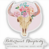 ボヘ素朴ミアン牛スカル水色名ロゴ シール (正面)