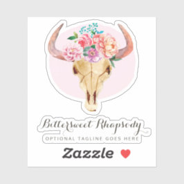 ボヘ素朴ミアン牛スカル水色名ロゴ シール