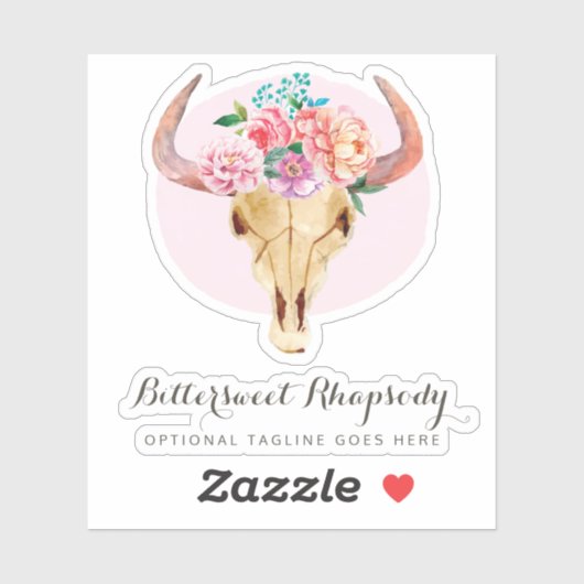 ボヘ素朴ミアン牛スカル水色名ロゴ シール (シート)