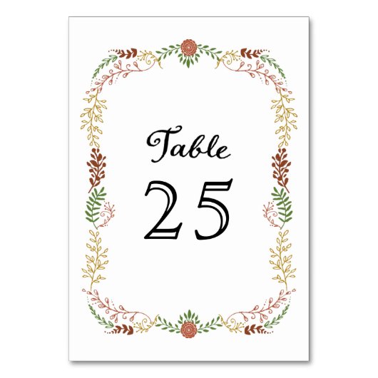 ボヘ素朴ミアン秋フローラリース結婚ズ テーブルナンバー (正面)