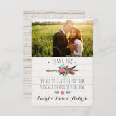 ボヘ素朴ミアン結婚アロー サンキューカード (正面/裏面)