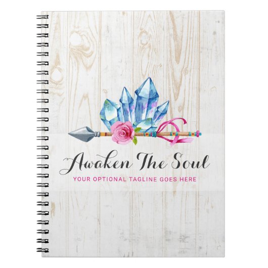 ボヘ素朴ミアン結晶の宝石と矢印の水色 ノートブック (正面)