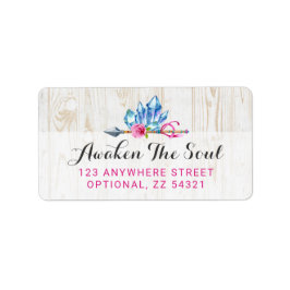 ボヘ素朴ミアン結晶の宝石と矢印の水色 ラベル