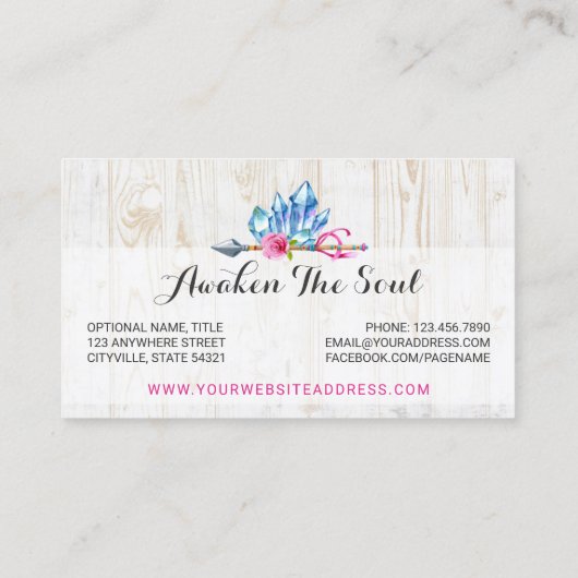 ボヘ素朴ミアン結晶の宝石と矢印の水色 名刺 (裏面)