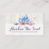 ボヘ素朴ミアン結晶の宝石と矢印の水色 名刺 (正面)