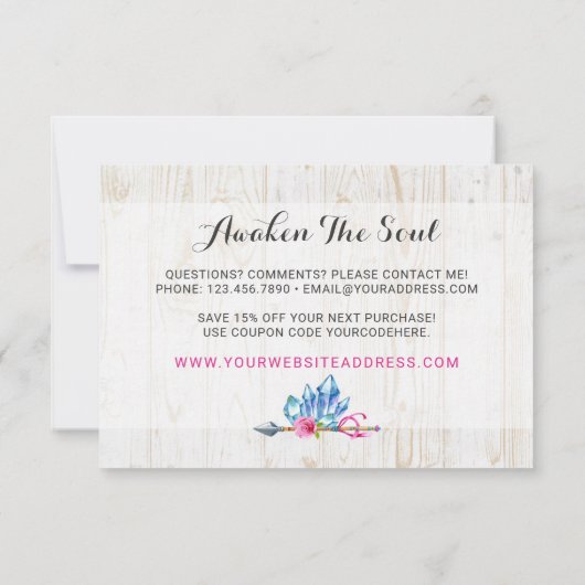 ボヘ素朴ミアン結晶の宝石&アローありがとう サンキューカード (裏面)