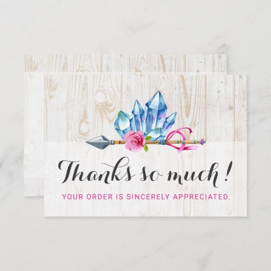 ボヘ素朴ミアン結晶の宝石&アローありがとう サンキューカード (正面/裏面)