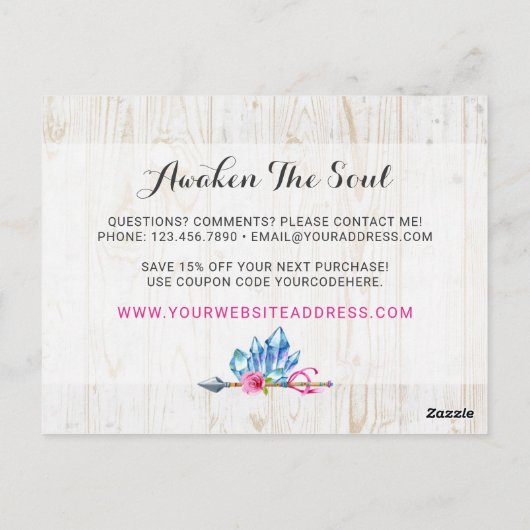 ボヘ素朴ミアン結晶の宝石&アローありがとう ポストカード (裏面)