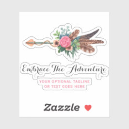 ボヘ素朴ミアン羽毛アローバラ水彩ロゴ シール