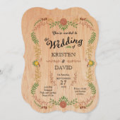 ボヘ素朴ミアン葉のリースオンウッド 招待状 (正面/裏面)