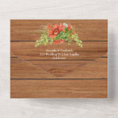 ボヘ素朴ミアン赤い結婚ひまわりの花 オールインワン招待状 (裏面)