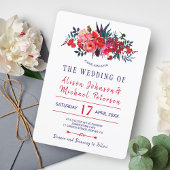 ボヘ素朴ミアン赤海軍フローラ結婚式 招待状