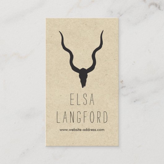 ボヘ素朴ミ自然アン〔雄ジカの〕枝角クラフト名刺 名刺 (正面)