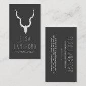 ボヘ素朴ミ自然ア〔雄ジカの〕枝角ダークグレー 名刺 (正面/裏面)