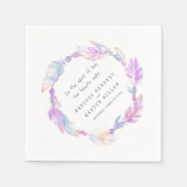 ボヘ結婚ミアンの羽とビーズ紫のナプキン スタンダードカクテルナプキン (正面)