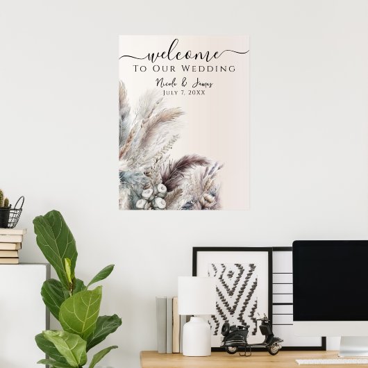 ボヘ自然ミアンフローラの結婚羽毛 ポスター (ホームオフィス)