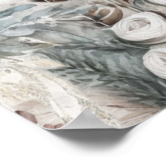 ボヘ自然ミアンフローラの結婚羽毛 ポスター (角)