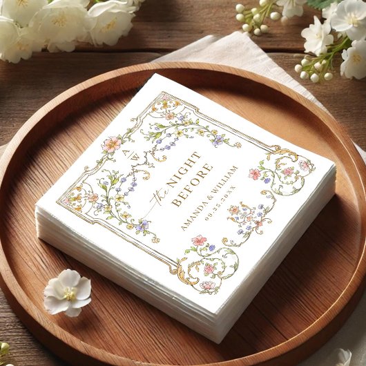 ボヘ華美ミビクトリアンアの花のリハーサルディナー スタンダードカクテルナプキン