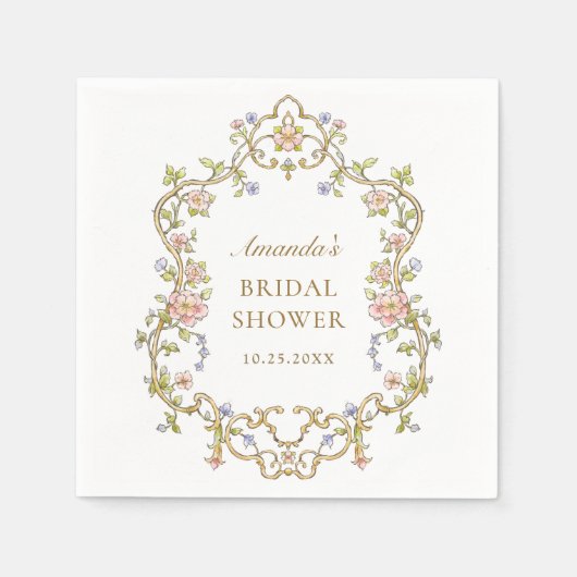 ボヘ華美ミビクトリアンア花ブライダルシャワー スタンダードカクテルナプキン (正面)