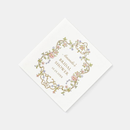 ボヘ華美ミビクトリアンア花ブライダルシャワー スタンダードカクテルナプキン (角)