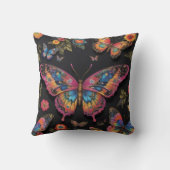 ボヘ鮮やかミアンバタフライアートネオン油絵を描ズ クッション (裏面)