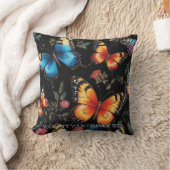 ボヘ鮮やかミアンバタフライアートネオン油絵を描ズ クッション (ブランケット)
