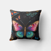 ボヘ鮮やかミアンバタフライアートネオン油絵を描ズ クッション (裏面)