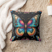 ボヘ鮮やかミアンバタフライアートネオン油絵を描ズ クッション (ブランケット)