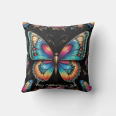 ボヘ鮮やかミアンバタフライアートネオン油絵を描ズ クッション (裏面)