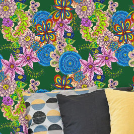 ボヘ鮮やかミアンフォークアートハンドドローフローラ 壁紙