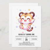 ボホおもしろいタイガー1st誕生日 招待状 (正面/裏面)