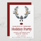 ボホおもしろいトナカイの休日パ企業のーティ 招待状 (正面/裏面)