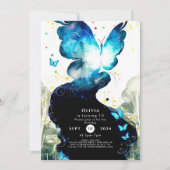 ボホおもしろいバタフライ誕生日 招待状 (正面)