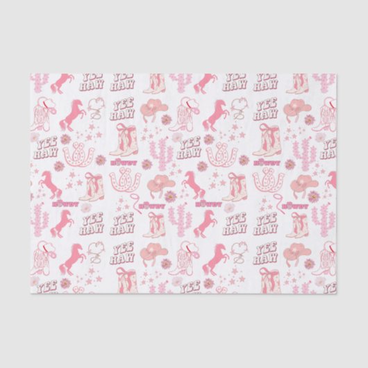 ボホおもしろいピンク女性のカーボーイ西模様 薄葉紙 (正面)