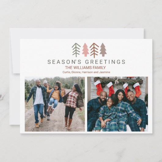 ボホお洒落カスタム2枚の写真クリスマス シーズンカード (正面)