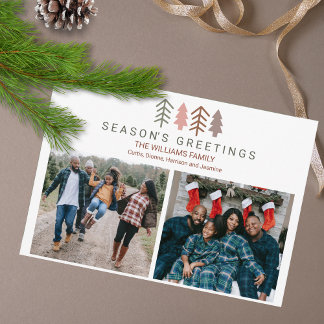 ボホお洒落カスタム2枚の写真クリスマス シーズンカード