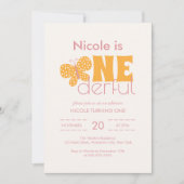 ボホお洒落キュートバタフライレトロ1st誕生日 招待状 (正面)