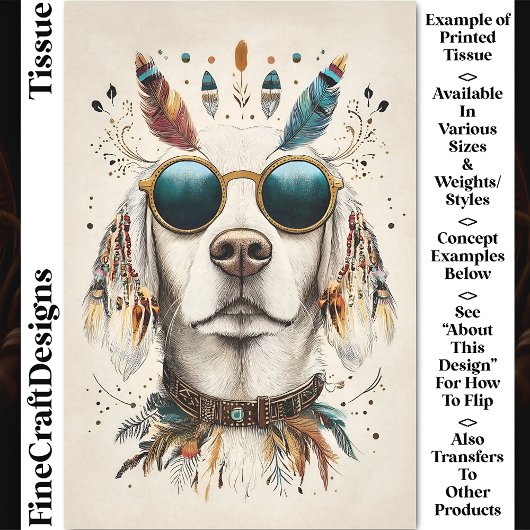 ボホお洒落シックラブラドールドッグCK8デコページ 薄葉紙