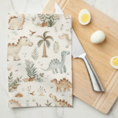 ボホお洒落ジャングル恐竜パターン キッチンタオル (四つ折り)