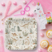 ボホお洒落ジャングル恐竜パターン ペーパープレート (パーティー)