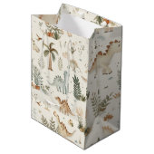 ボホお洒落ジャングル恐竜パターン ミディアムペーパーバッグ (正面アングル)