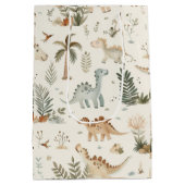 ボホお洒落ジャングル恐竜パターン ミディアムペーパーバッグ (裏面)