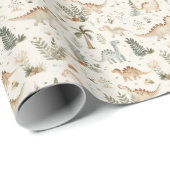 ボホお洒落ジャングル恐竜パターン ラッピングペーパー (ロールコーナー)