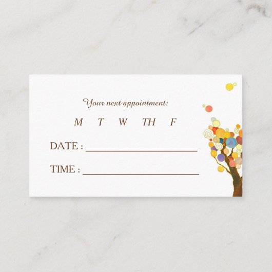 ボホお洒落ツリーズ事業アポイントメントカード 予約カード (裏面)