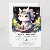 ボホお洒落ディノバッシュ誕生日 招待状 (正面/裏面)